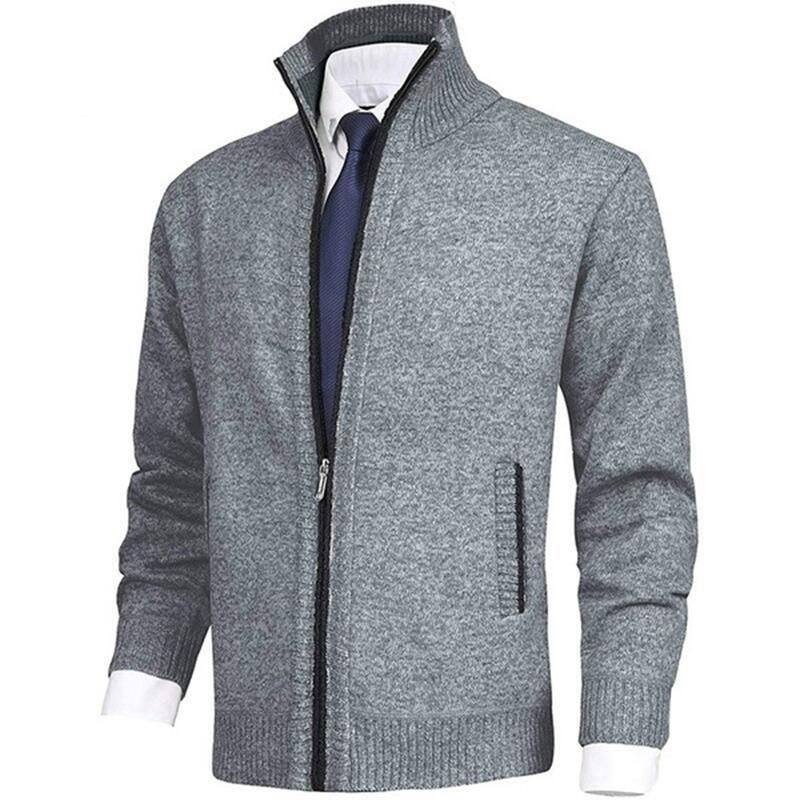 Comercio exterior Amazon tamaño europeo Otoño e Invierno nuevos hombres collar moda cardigan aguja fina suéter abrigo más tamaño suéter hombres