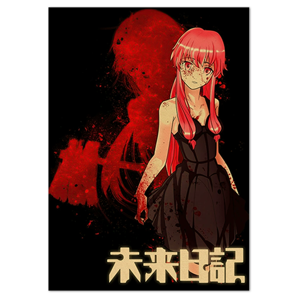 Плакат-наклейка Mirai Nikki (Future Diary) — аниме-мурал, разные размеры (10×15–50×70 см)