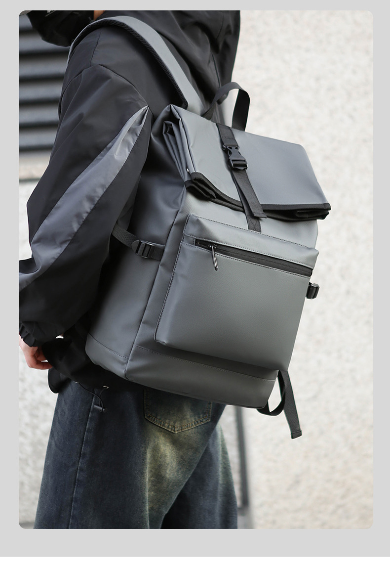 Cross-border simple and large-capacity backpack for men, high-end and stylish college student schoolbag, fashionable and casual business travel backpack Specification drawing