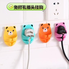 抱きしめられるクマちゃん型プラグフック、壁掛け用跡が残らないフック、収納用粘着フック、ケーブルオーガナイザー、穴あけ不要、強力で落ちない粘着フック