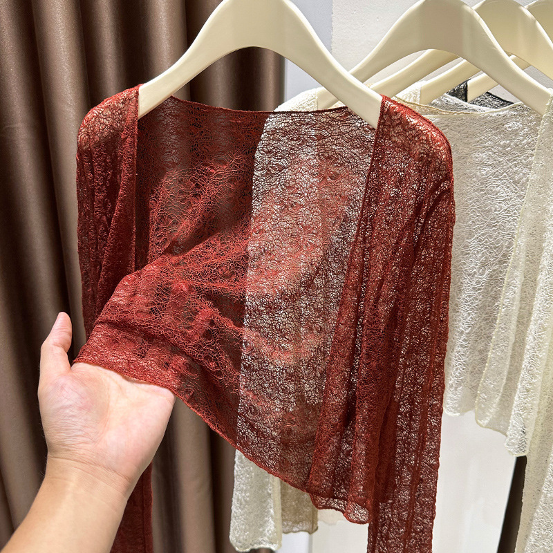 Lace Cardigan, Slim-Fitting Short See-Through Jacket, Shawl for Air-Conditioned Rooms, Paired with a Slip Dress, Outerwear for Women, High-End Feel Lace Cardigan, Slim-Fitting Short See-Through Jacket, Shawl for Air-Conditioned Rooms, Paired with a Slip Dress, Outerwear for Women, High-End Feel
