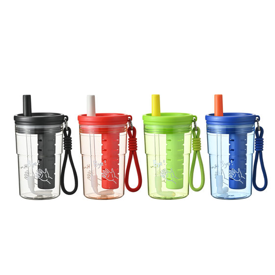 Summer New Flower Tea Cup Portable Outdoor Sports Water Cup Fruit Tea Portable Straw Cup Cartoon Children's Water Cup Wholesale