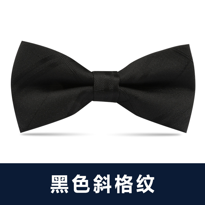 ↬↬↬검정 사선 격자무늬 보타이