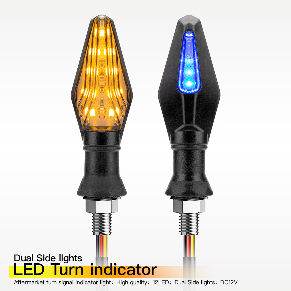 Accesorios de modificación de la motocicleta universal de doble cara de dos colores LED Luz indicadora de señal de giro de la motocicleta