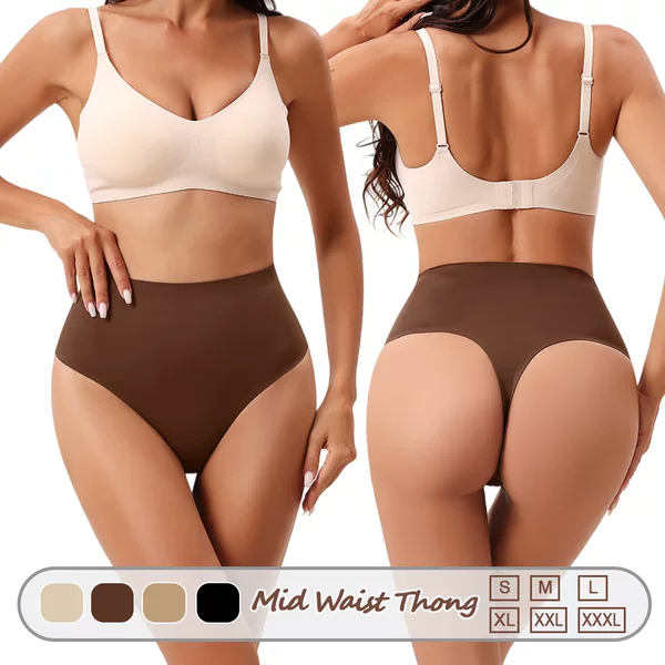 Zhanrun cross-border 1173 seamless mid-waist body shaping thong European and American style waist shaping women's plus size
