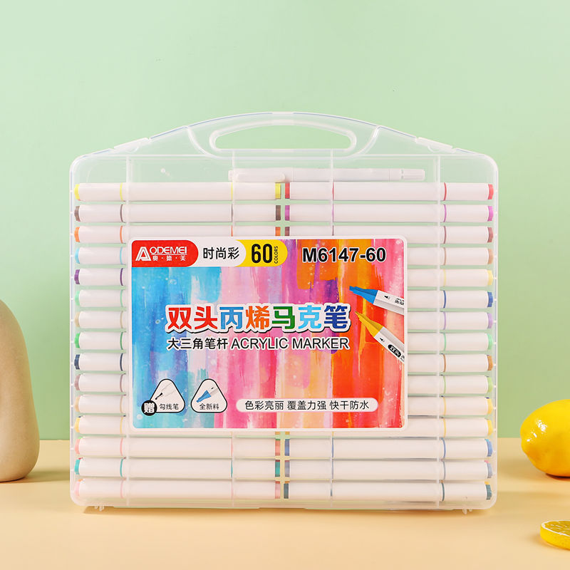 特価6147両頭アクリルマーカー三角棒線画多色絵画学生美術手描き子供ギフト|undefined