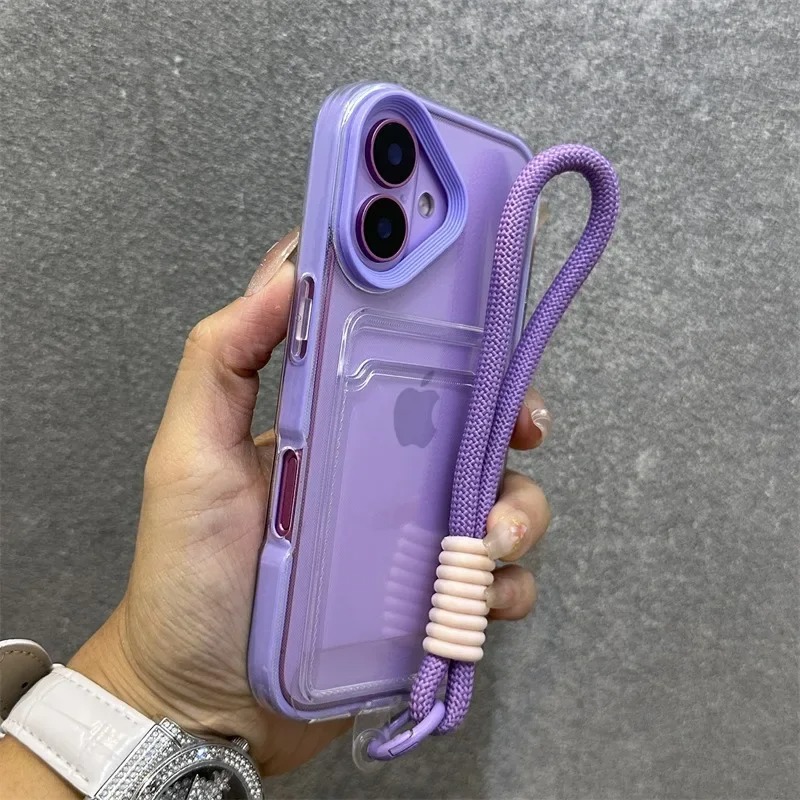 Şəffaf kart saxlayan telefon qabı və kəmərli iPhone üçün