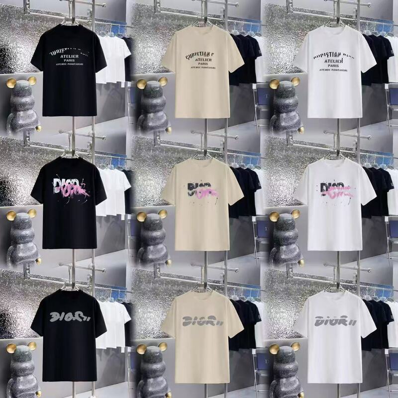 Cross-Border D-Brand High-Quality Printed Letter Logo Short-Sleeve Luxury Trendy European-Style D-Brand Round-Neck Unisex Loose T-Shirt