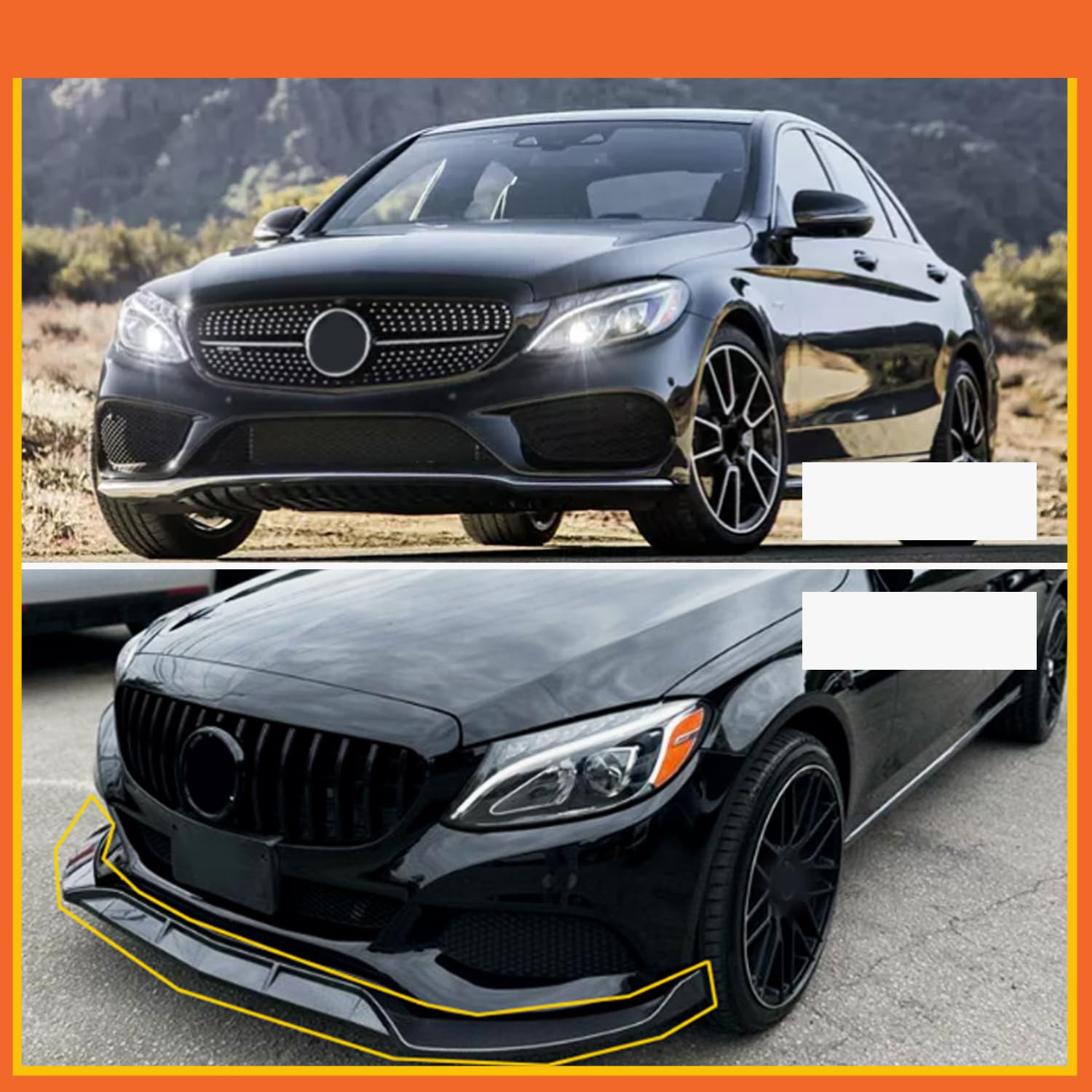 Suitable for Mercedes-Benz C-Class 15-21 Models W205 Brabus Modified Front Spoiler C200L C260L Front Lip Small Body Kit