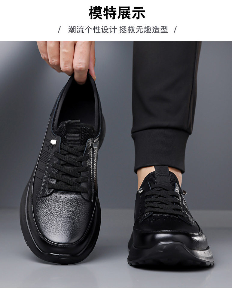 Giày lười nam da bò mũi tròn đế mềm chống trượt, giày da nam kiểu slip-on nhẹ thoáng khí — DT1805 Đen chi tiết 13