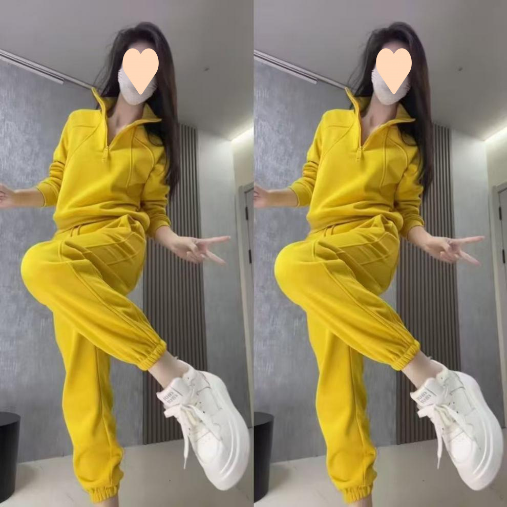 ActiveGo ActiveGo Fleece-Lined Casual Sports Women's Sweatshirt Winter Warm Fashionable Thickened Two-Piece Set_desvips.com