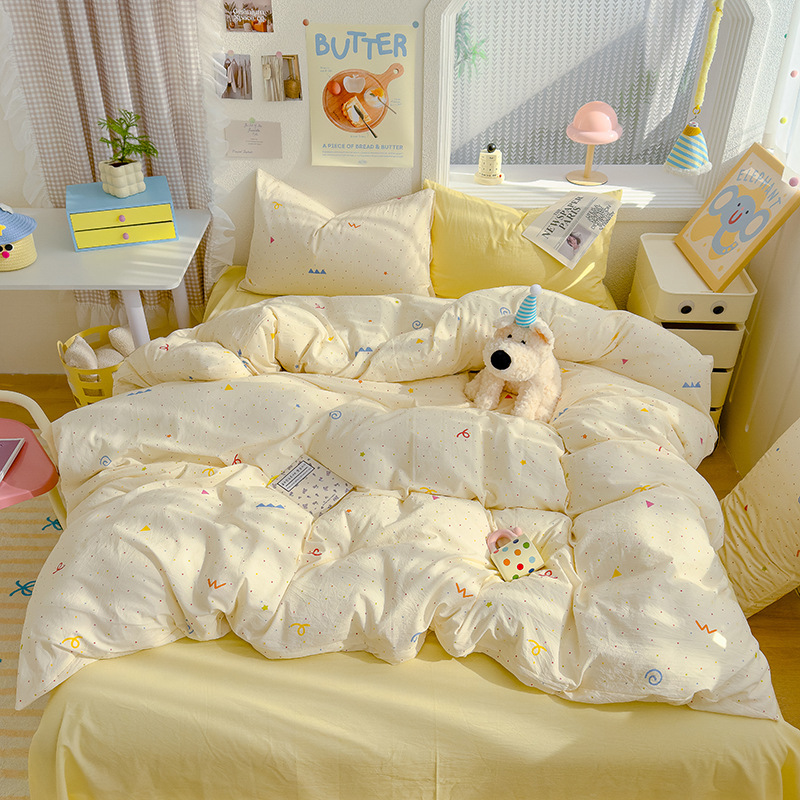 워시드 코튼 프린트 폴카 도트