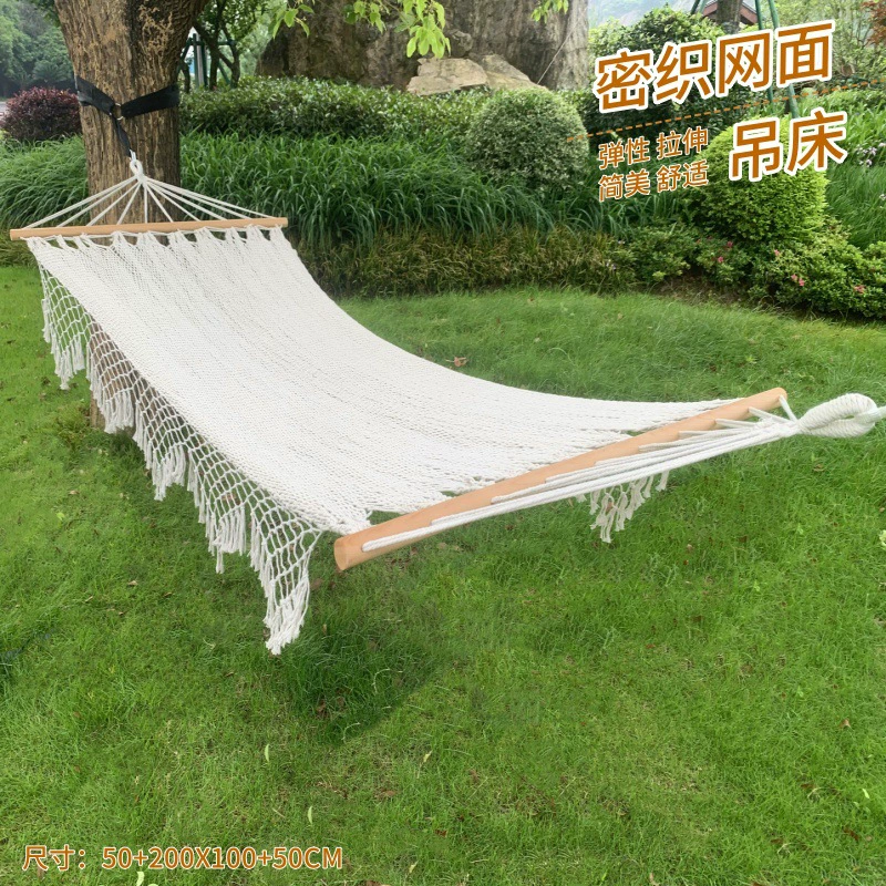Xinyu Mi Net Хлопковая веревка Бук Качели Проживание в семье Фотография Скандинавский Ветер Подвесной стул Оптовая продажа в сетке Красный гамак с кисточками