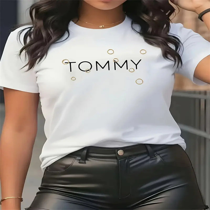 2025 Summer European and American Amazon Cross-Border Hot Selling New Printed Round Neck Large Size Short-Sleeved T-Shirt Tops 2025 Summer European and American Amazon Cross-Border Hot Selling New Printed Round Neck Large Size Short-Sleeved T-Shirt Tops