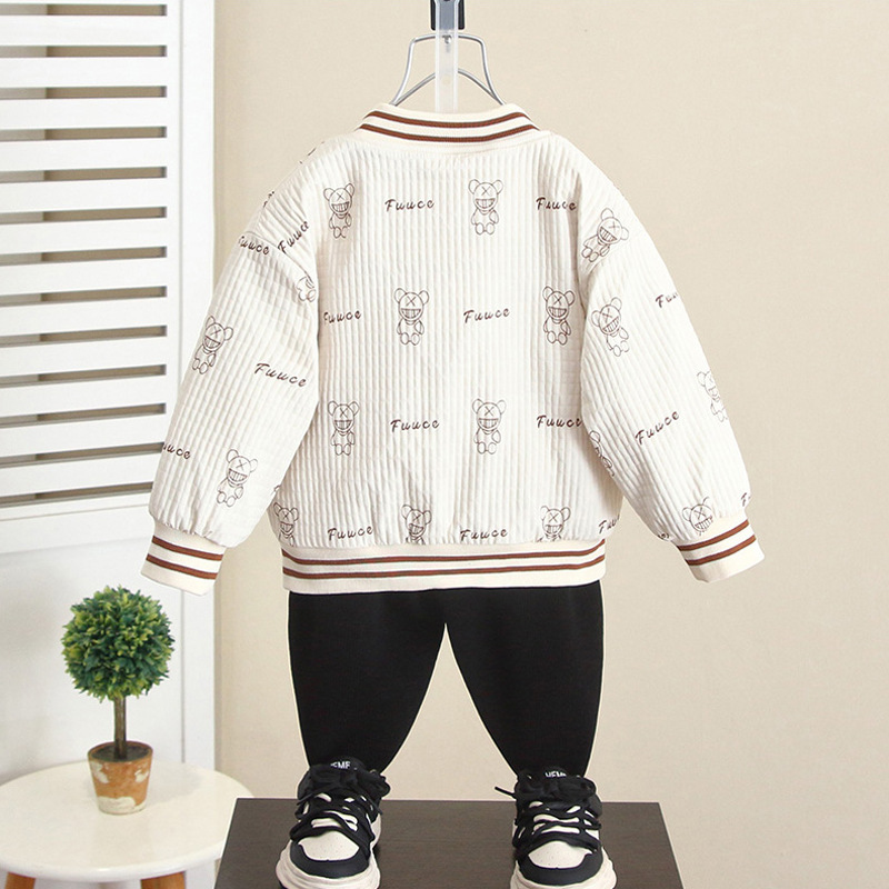 6604 chaqueta de niño uniforme de béisbol para niños otoño e invierno 2025 nuevo bebé más terciopelo engrosamiento ropa acolchada ropa de invierno