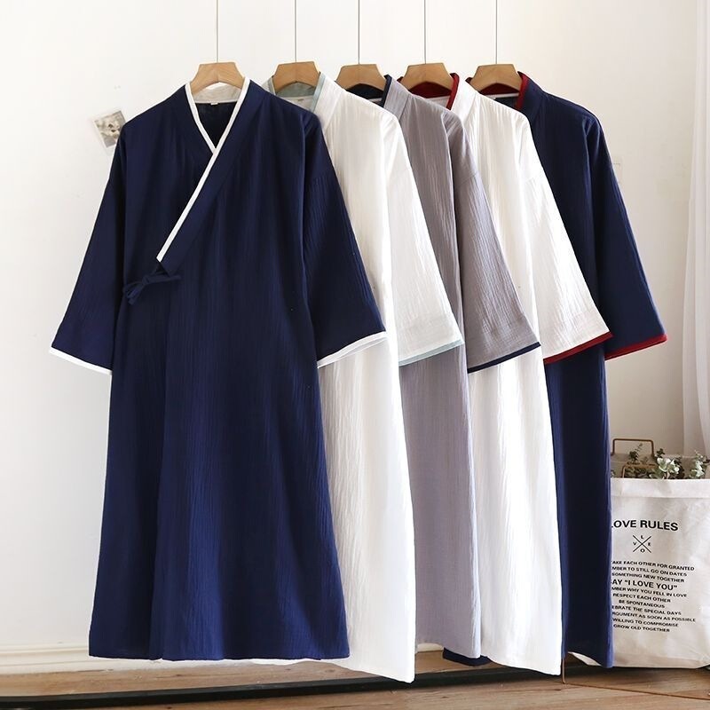 Pure cotton gauze Hanfu robe, Chinese-style loungewear, pajama robe, ancient-style sleepwear, kimono-style robe, thin and lightweight, suitable for summer Pure cotton gauze Hanfu robe, Chinese-style loungewear, pajama robe, ancient-style sleepwear, kimono-style robe, thin and lightweight, suitable for summer