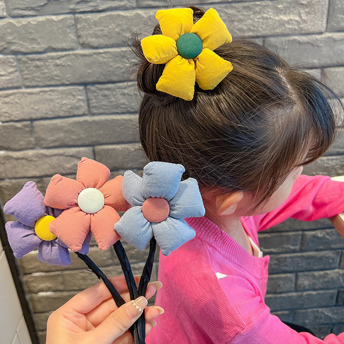 Children's flower ball hair bun hair artifact girl cute colorful little girl lazy bun hair pole hair hoop hair accessories
