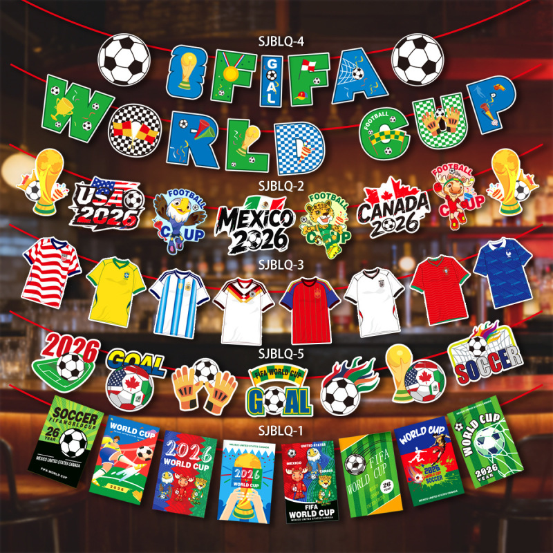 2026 World Cup Football Flag Banner for Bars, Clubs, Football Parties, Table Decorations, Fan Cheering Banners