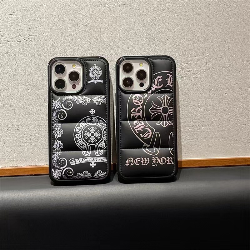 Fashionable Brand Pattern Cross down Jacket Iphone16Promax Suitable for Apple 14 Mobile Phone Case 15 Senior Men and Women