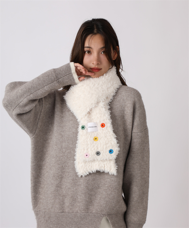 Cervo bianco stesso stile bambini autunno inverno peluche lana ispessita e calda pulsante mostra faccia piccola grande testa_voghion.com