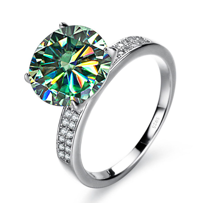 5 quilates gran quilates rosa azul verde anillo de piedra de moissanita transfronteriza en vivo ventas calientes propuestas de compromiso joyas