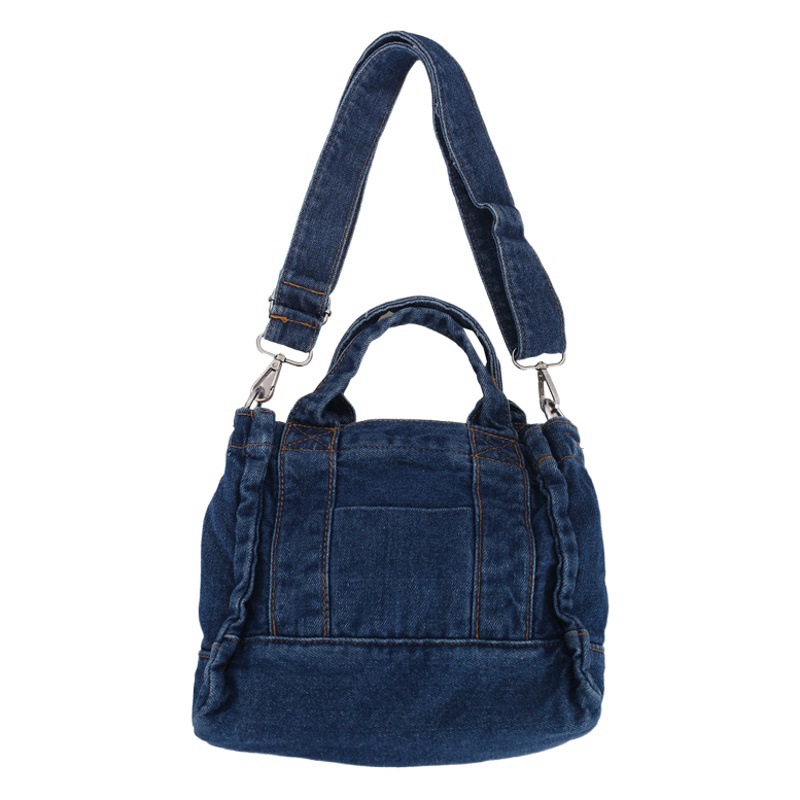 Retro simple bolsa de mezclilla casual color sólido lavado bolsa de lona de mezclilla estudiante pequeña bolsa de hombro de estilo japonés bolsa de hombro