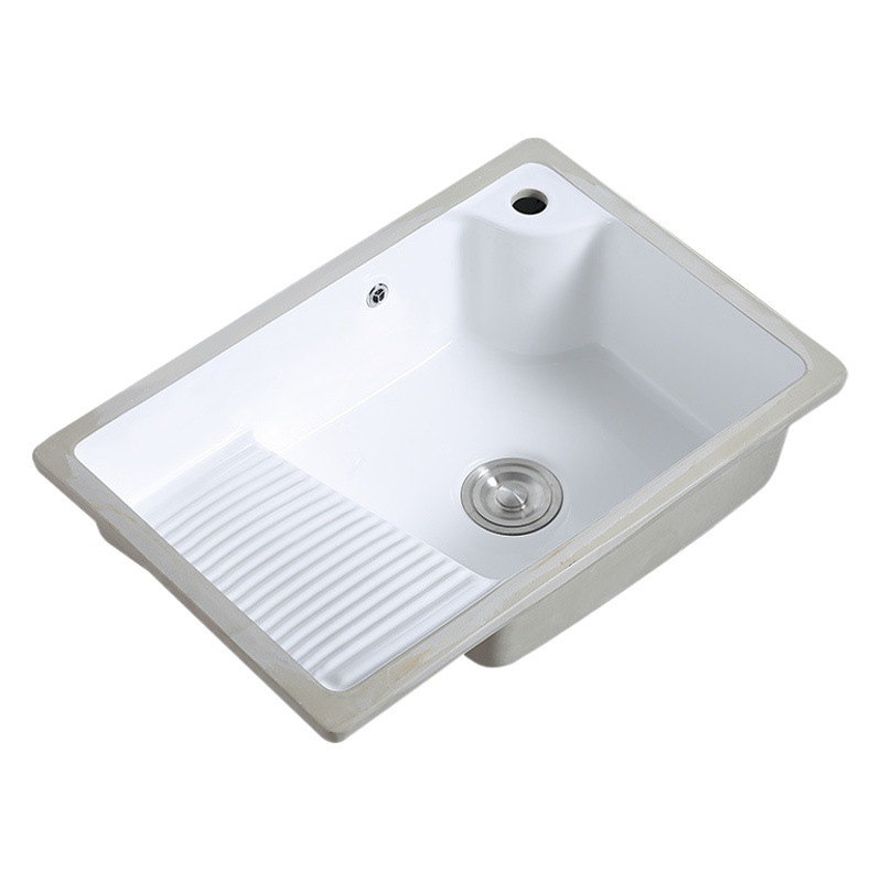 Lavabo de cerámica con lavabo bajo encimera lavandería piscina balcón cuadrado incrustado fregadero del hogar lavabo sola Cuenca