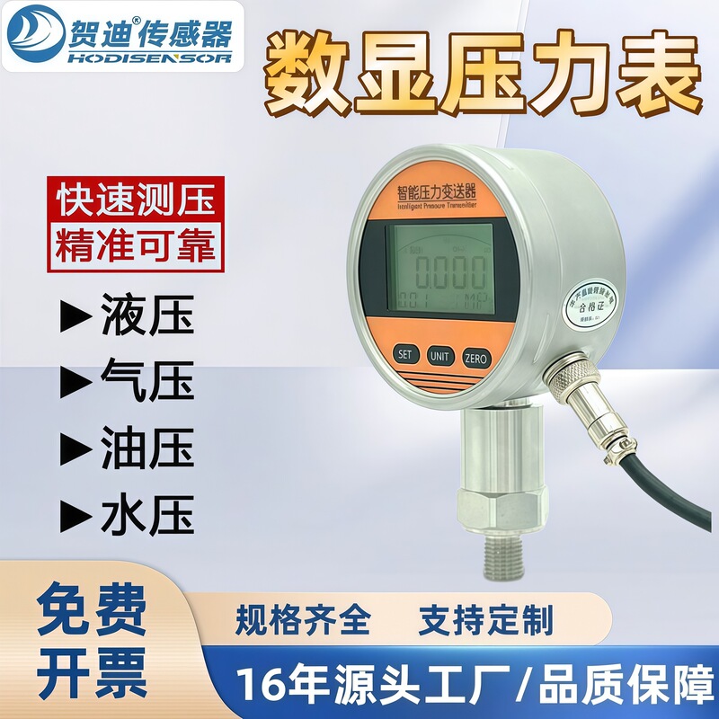 High-Precision Intelligent Digital Pressure Gauge, Battery-Powered, Negative Pressure Gauge, Air Pressure and Oil Pressure Gauge, Stable and Reliable