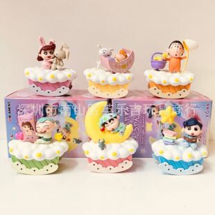in stock Crayon Xiao Xin Good Night Xiao Xin Pajamas Night Miniatures Scene Model Trendy Play Desktop 6 Ornaments