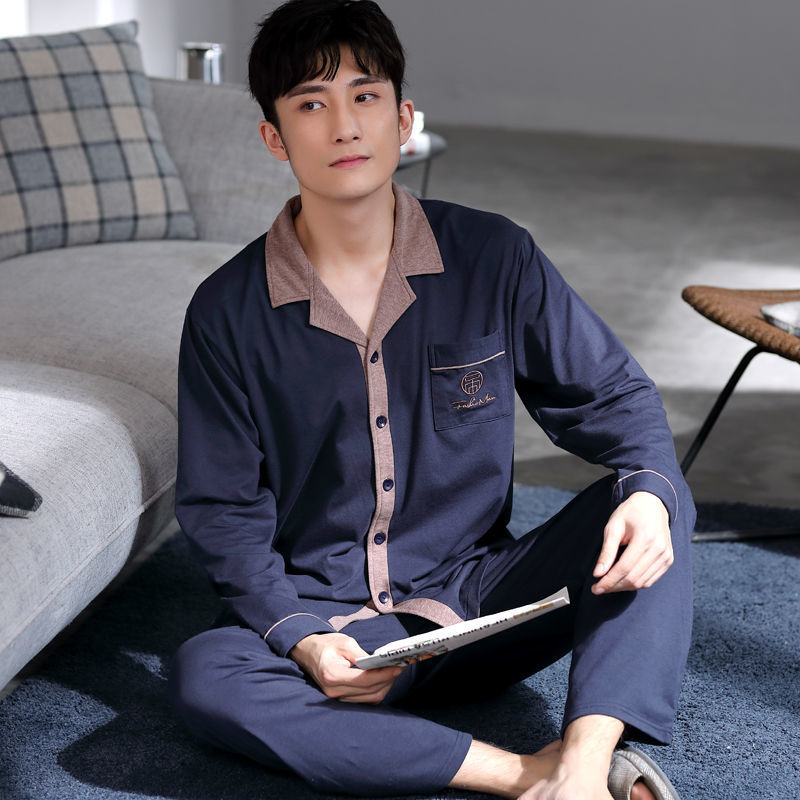 100% primavera y otoño pijamas hombres de algodón de manga larga más tamaño de los hombres casual traje de desgaste para el hogar