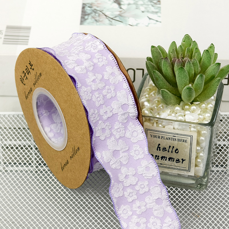 Romántico Camelia flor en relieve cinta de algodón flor ramo embalaje cinta hecha a mano DIY arco