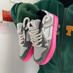 National trend ins style niche hemp rope design couple moral training shoes chic retro thick sole breathable sports skateboard shoes for men