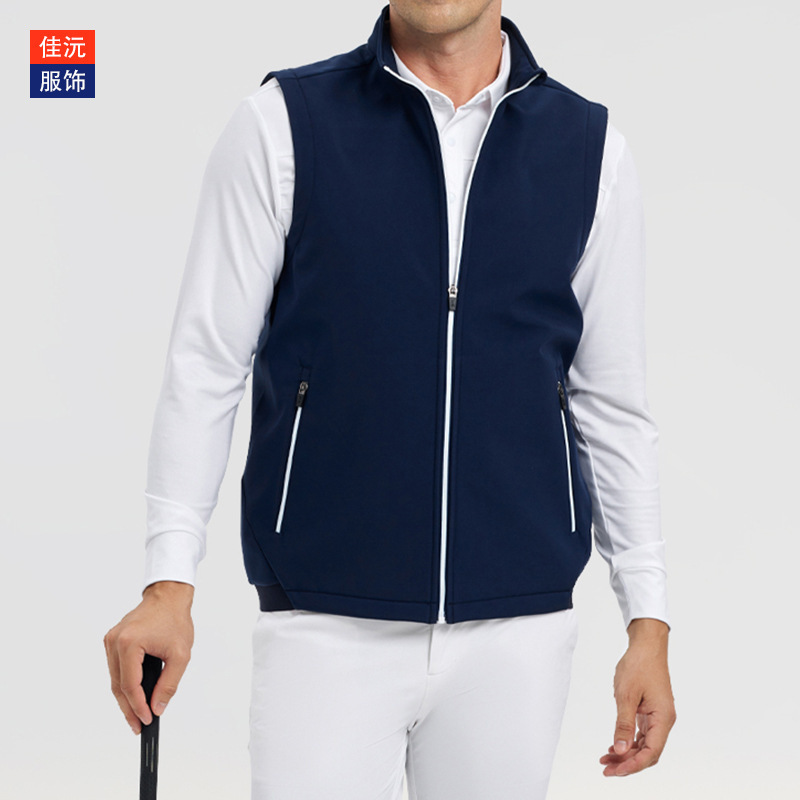 Golf Vest Men's Spring and Autum Sports Jacket Windproof and Warm Golf Vest Jersey Fleece-Lined Top Customization