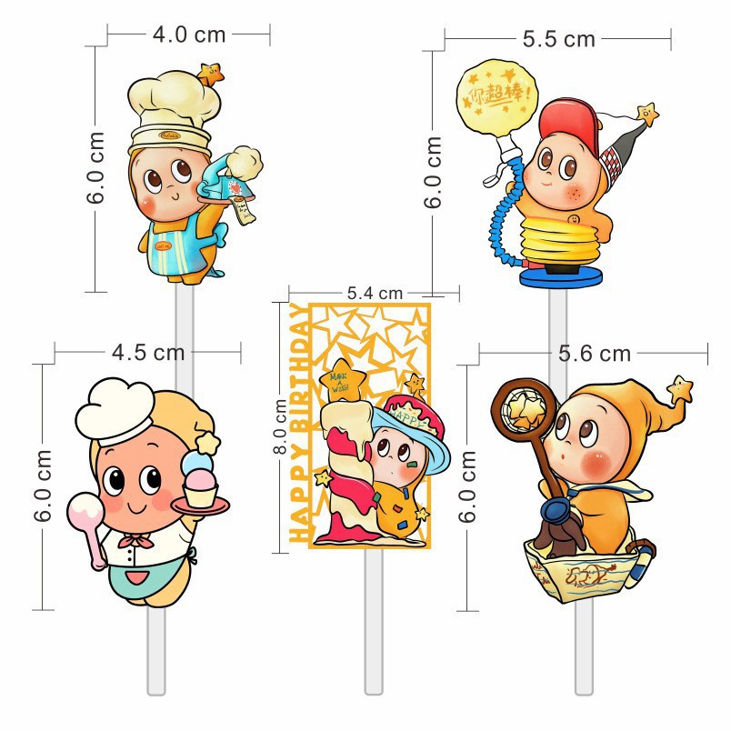 Cute dibujos animados desear bebés estrella decoración de pastel de cumpleaños de niños esponja muñeca plug-in