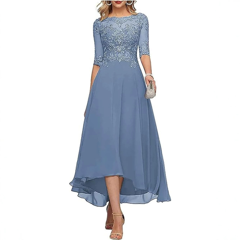 Amazon Foreign Trade Cross-Border Evening Dress Chiffon Lace High-End Mesh Skirt Slim Fit Elegant Wedding Bridesmaid Dress