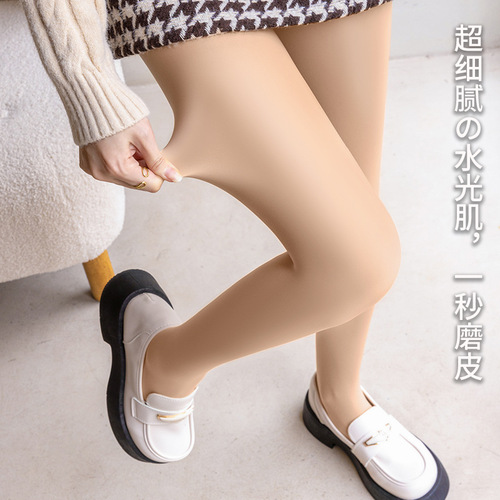 Sheer Water Glitter Socks for Women, Skin-Through Effect, Realistic Invisible Stocking Magic, Spring, Autumn, Winter Base Lining with Fleece, Fake Sheer Leggings