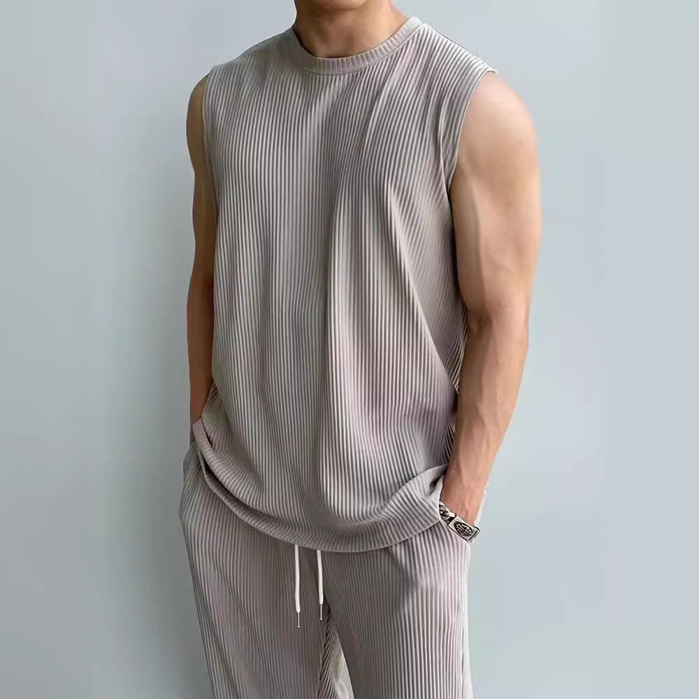 Chaleco de verano hombre camiseta de hombro sin mangas chaleco de acondicionamiento físico hombre secado rápido suelto comercio exterior al por mayor transfronterizo