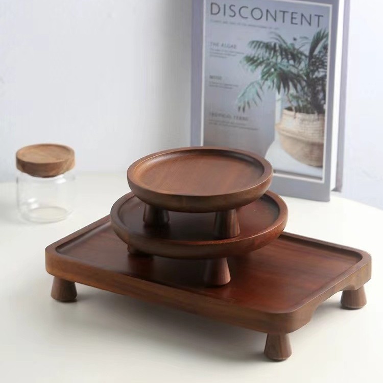bandeja de madera ovalada taza de té estante de almacenamiento creativo de pies altos bandeja aromática doméstica