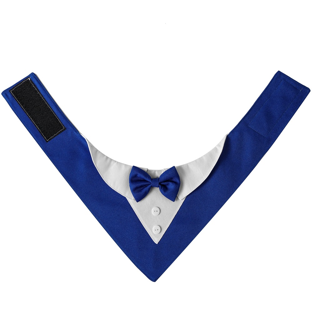 Fábrica en stock transfronteriza nuevo guapo estilo británico traje de boda mascota saliva toalla Velcro perro toalla triángulo
