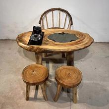 原生态茶桌椅组合实木家用客厅茶几香樟木功夫泡茶台原木根雕桌子
