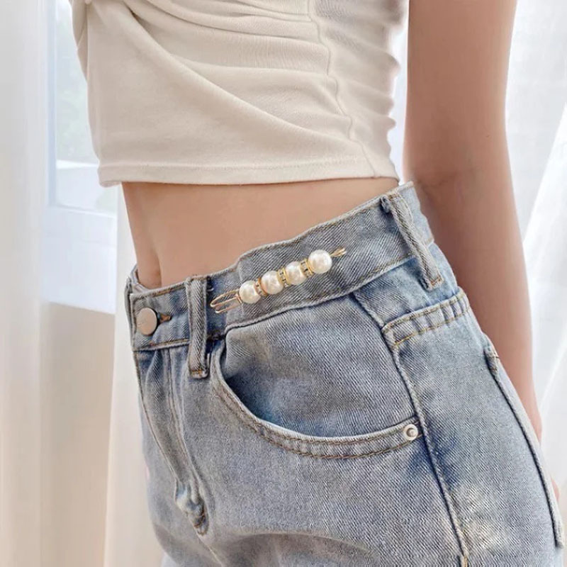 Small Waist Anti-slip Pearl Pins Elasticized Waist Skirt Waist Buckle Fixed Shirt Brooch Unisex