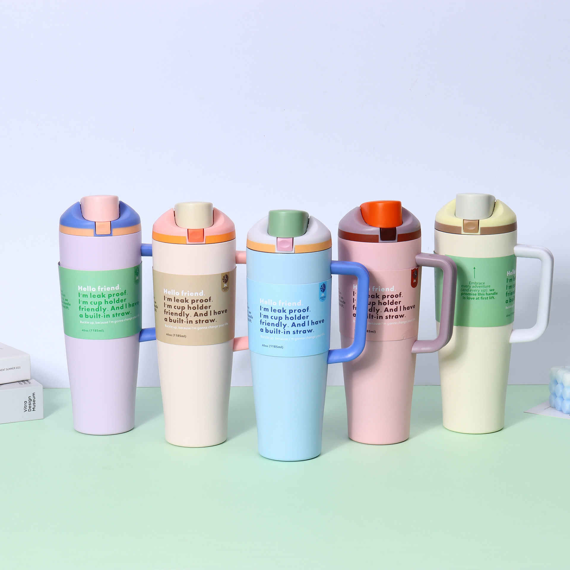 跨境巨无霸手柄40oz吸管杯大容量双层真空户外双饮运动水壶保温杯