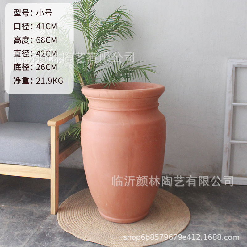 Grandes paneles de cerámica roja paisajística gran vasija de cerámica gran vasija de flores de cerámica gruesa comestibles jardín decoración vasija de cerámica combinación de vasija de cerámica de suelo vasija de cerámica