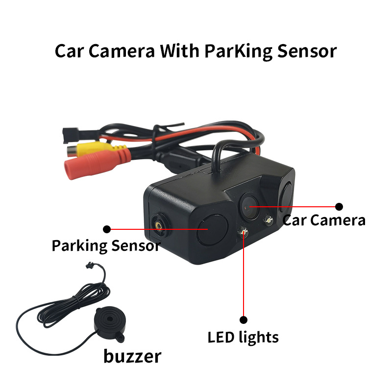 Reversing Radar Camera Three-In-One with Built-In Speaker Car Led Parking System Rearview Mirror Car Camera