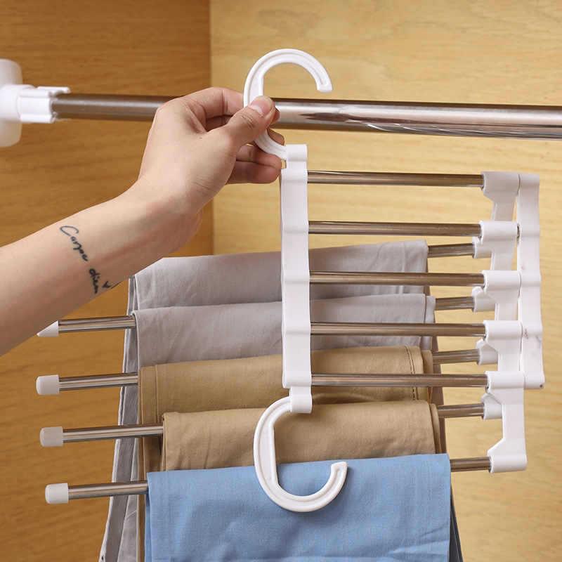 ✅ Multifunctional Pants Rack Folding Magic Pants Clip Home Wardrobe Telescopic Multi-Layer Hanger Pants Storage Mobile Magic