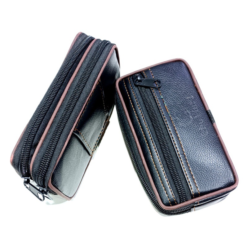 Men's waterproof mobile phone waist bag construction site Men's belt mobile phone bag small size PU leather coin purse bag factory wholesale