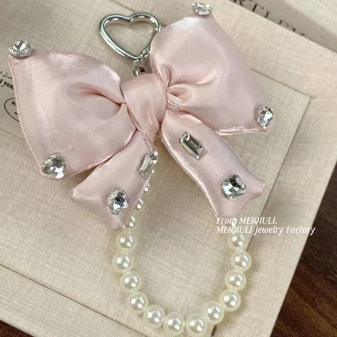 Casual, Daily Occasion 1 Piece Rhinestone Satin Bow Knot Bag Charms