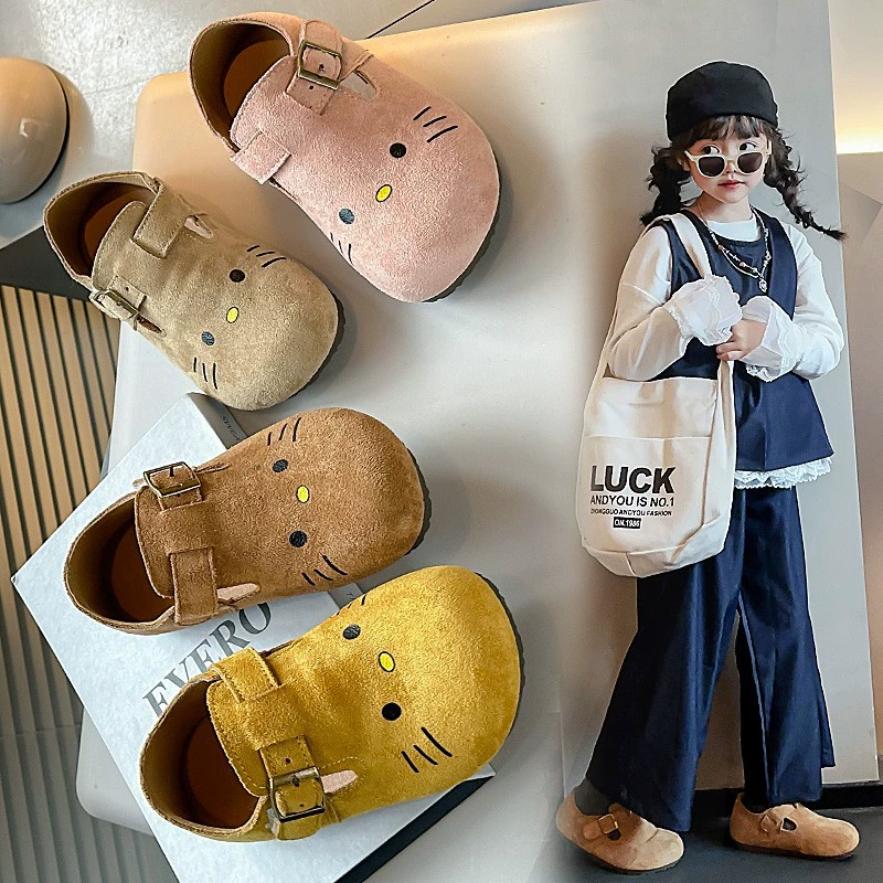 Туфли Birkenstock с героями мультфильмов для девочек, весна-осень 2025, новые детские маленькие кожаные туфли на мягкой подошве, туфли принцессы для маленьких девочек, туфли в западном стиле
