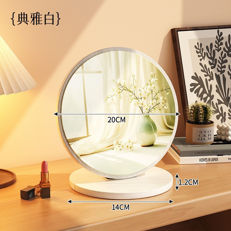Espejo de maquillaje de madera maciza para el hogar, espejo de tocador de dormitorio femenino, espejo de tocador de escritorio grande plegable portátil retro