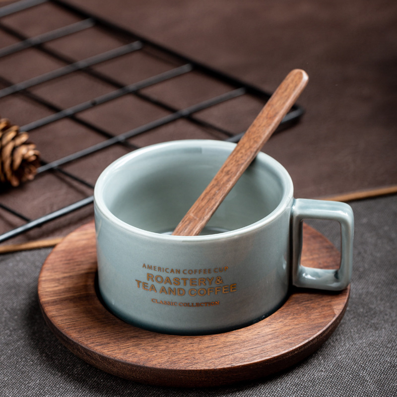 Taza de café americana con taza de nuez, taza de cerámica, taza de cerámica, regalo de mano